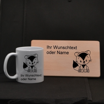 Früchstücksbrettchen mit Tasse - Katze